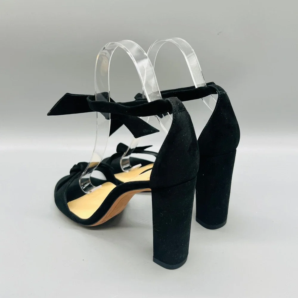 Alexandre Birman Sandals Womens 8.5 Black Suede Clarita Bow Ankle Strap Heel